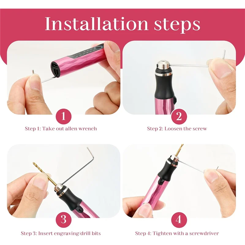 ปากกาแกะสลักไฟฟ้า HHO-Overload Protection สำหรับไม้ โลหะ แก้ว - ชาร์จผ่าน USB-C, ปรับความเร็วได้ 3 ระดับ สำหรับผู้เริ่มต้น