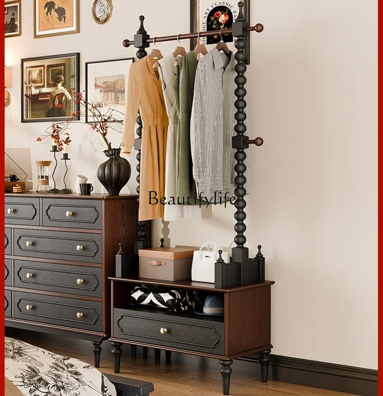 

yj21 French coat rack floor solid wood integrated open floor rack