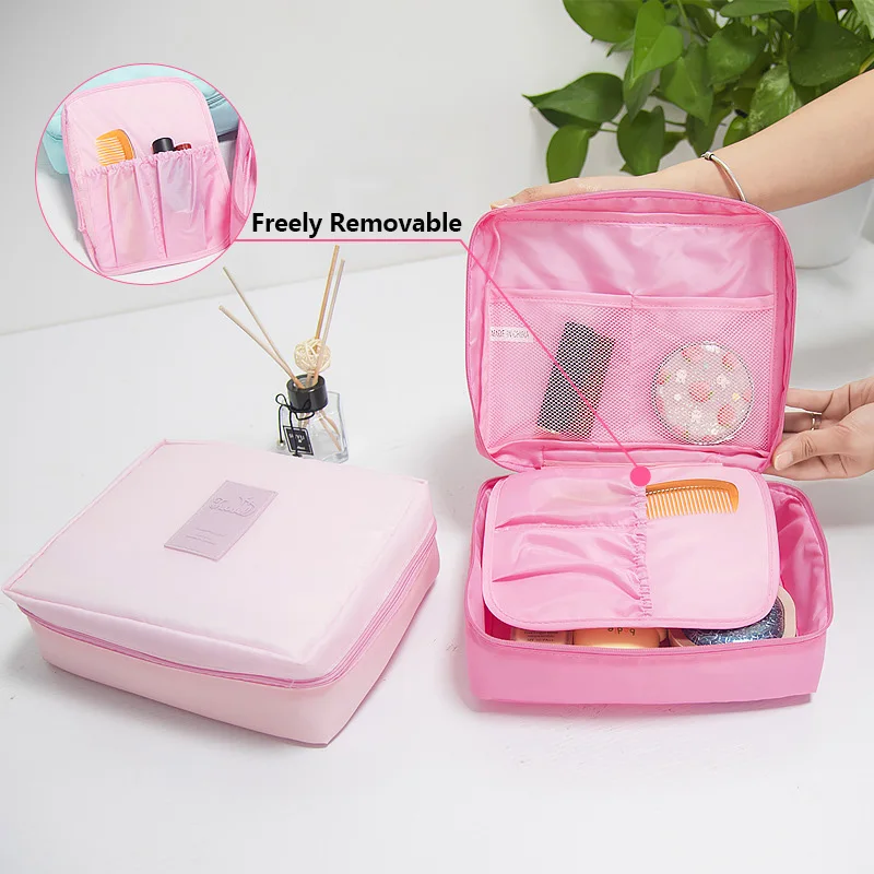 Fashion Printed Travel Organizer Women's Toiletry Bag Makeup Storage Square Makeup Bags Ladies Cosmetic Toilet Travel Pouch