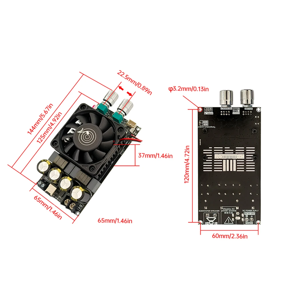 ZK-6001 TPA3225 Active Subwoofer Pure Post Amplifier Board Low-Pass Filter Mono 600W Frequency Volume Adjustment DC18-50V