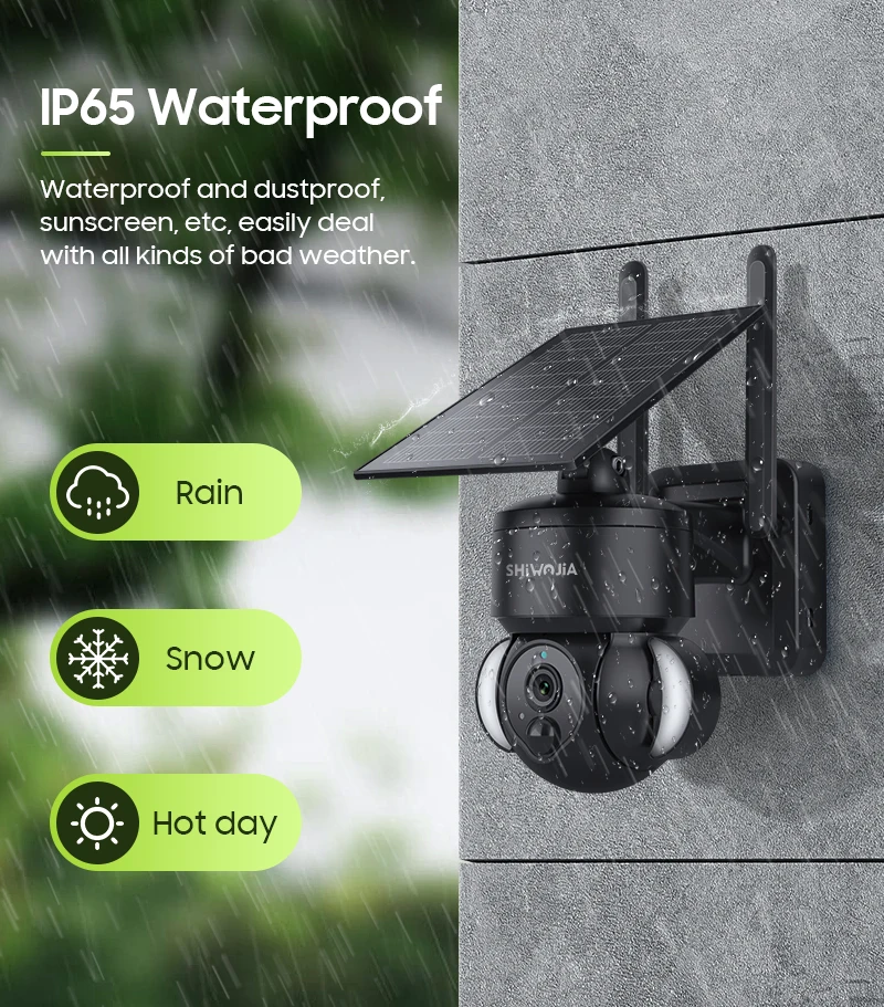 SHIWOJIA Outdoor Camera 4G / Wifi Solar Powered 7500mAh Battery with 5W Solar Panels 4MP Color Night Vision Wireless Garden CCTV