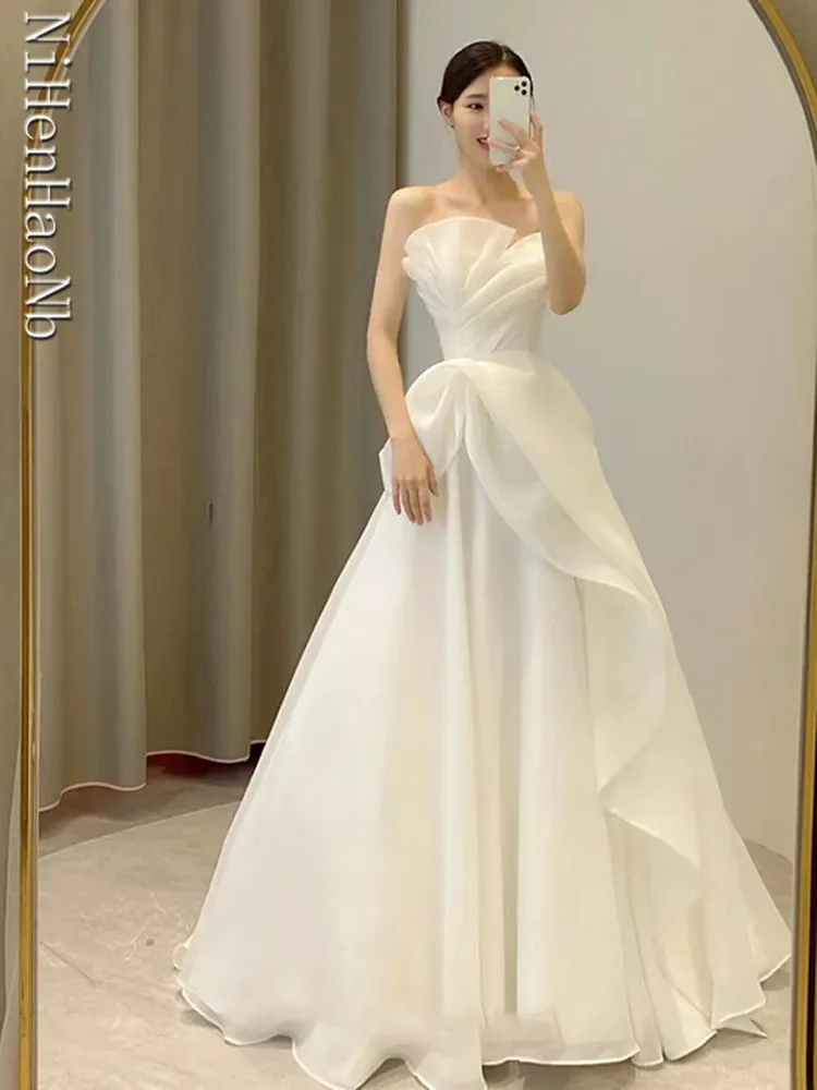 Robe De Mariee New Wedding Dresses Strapless Fashion Cheap Bride Dress Vestidos De Novia