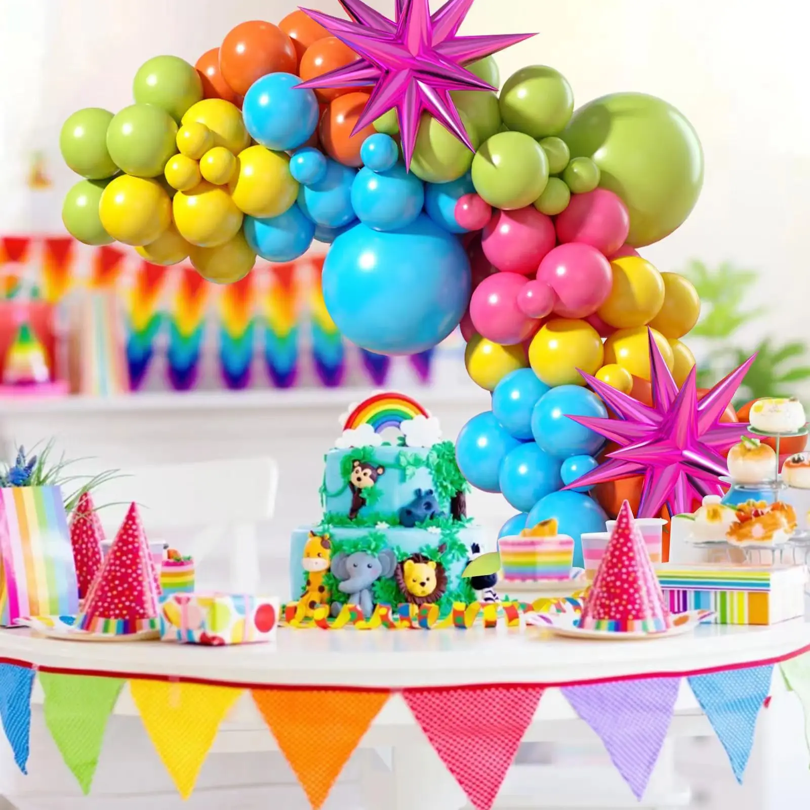 108pcs Pink Yellow Orange Rose Red Blue Rainbow Balloon Garland Arch Kit Birthday Wedding Baby Shower Decoration Girls Supplies