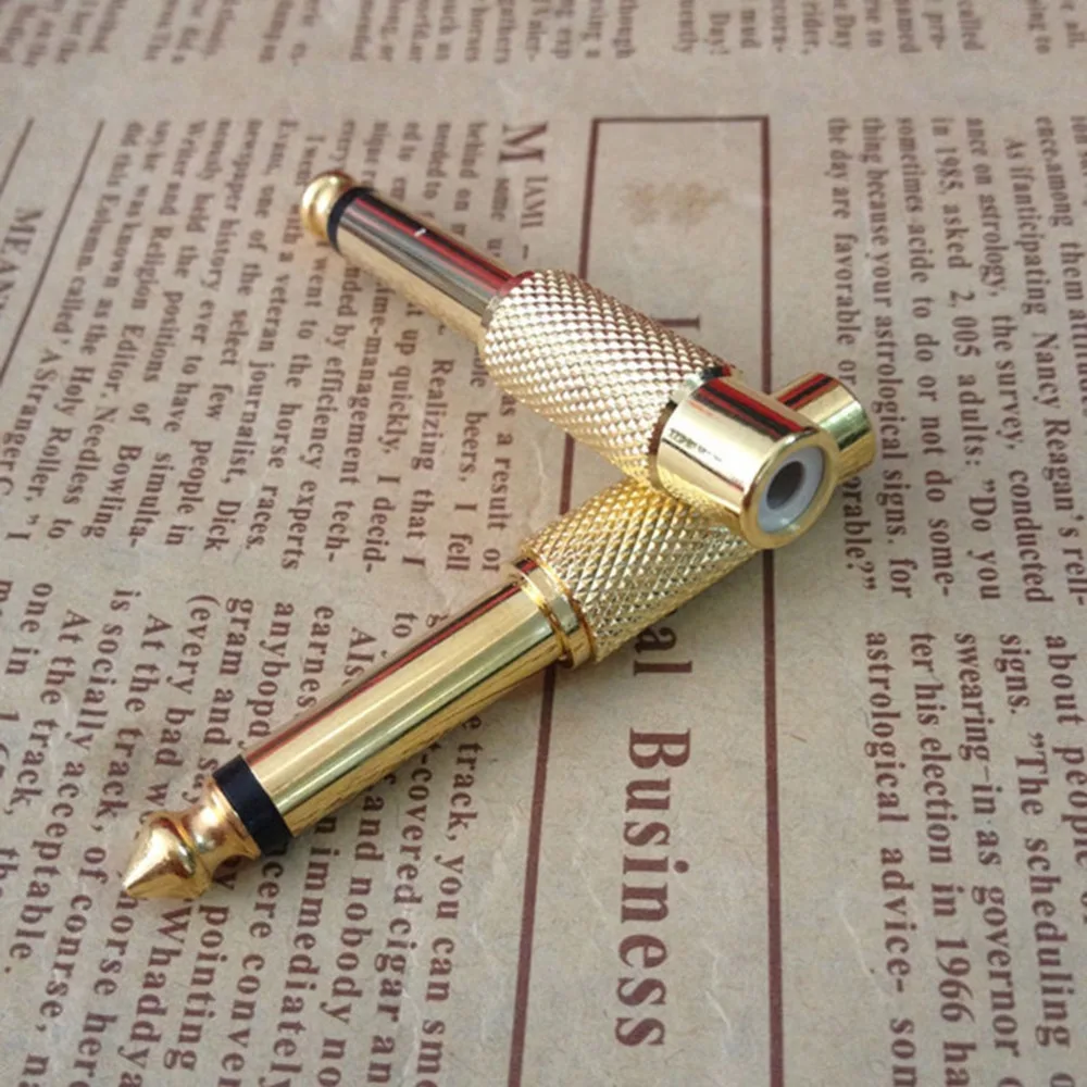 AS95-5X مطلية بالذهب 6.35 مللي متر 1/4 بوصة ذكر أحادية التوصيل إلى RCA أنثى 6.5 مللي متر جاك الصوت ستيريو محول موصل التوصيل TS محول Sou