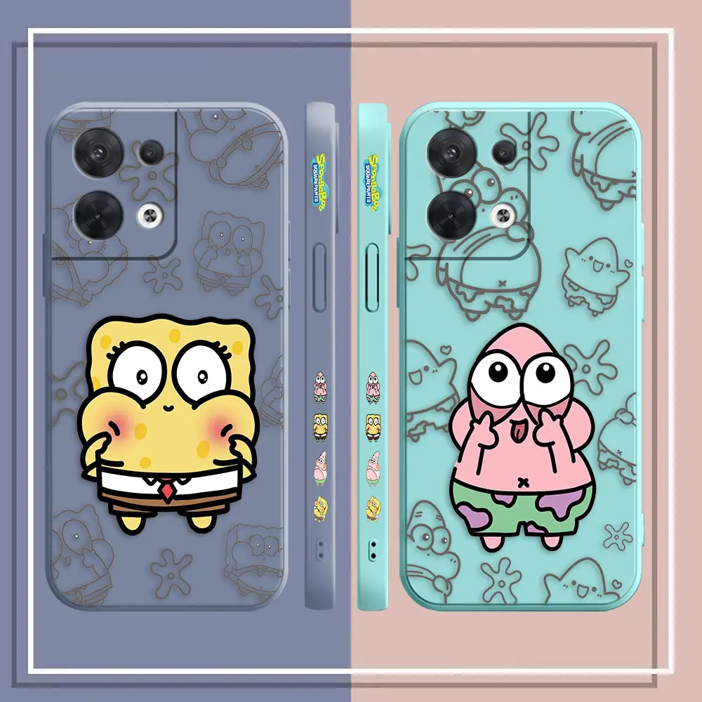 Mini S-SpongeBob S-Squarepants Phone Case For OPPO RENO 8 7 9 6 7SE 5 4 4SE 4 3 4G 5G PRO PLUS Silicone Case Funda Shell Capa