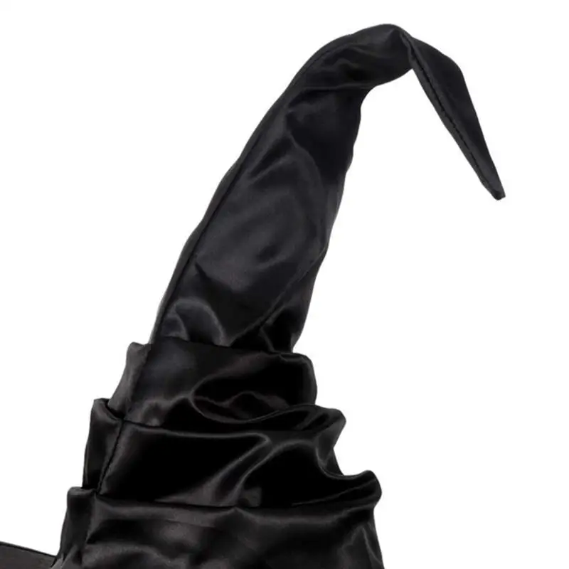 652F ファッション斜め魔女帽子黒ひだウィザード帽子ハロウィン魔女帽子大人子供フェスティバルパーティー帽子ハロウィンパーティー