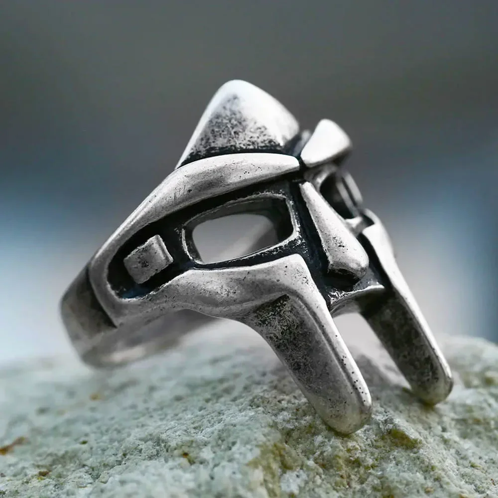 Punk Hip Hop Classic Gothic Mf Doom Mask Rings for Man Unique Egyptian Pharaoh Stainless Steel Ring Fashion Jewelry Wholesale