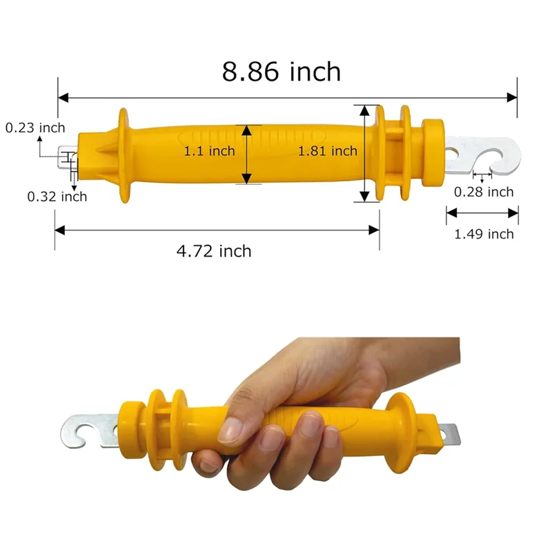 TKOH-Porta in gomma per recinzione elettrica - Maniglie a molla per recinzione Maniglia in plastica isolata per gancio in acciaio stampato pesante per fattoria da giardino