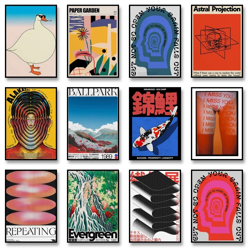 Affiche d'art mural japonais Vintage Koi HD, peinture sur toile abstraite classique imprimée pour la maison, salon, chambre à coucher, images décoratives