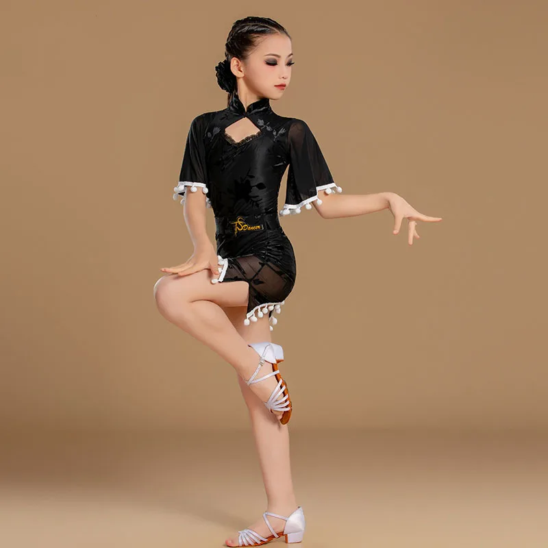 النمط الصيني الجديد النمط الصيني تحسين زي الرقص اللاتيني شيونغسام، الجسم الانقسام الإناث الأطفال الصيف التخسيس والنحيف