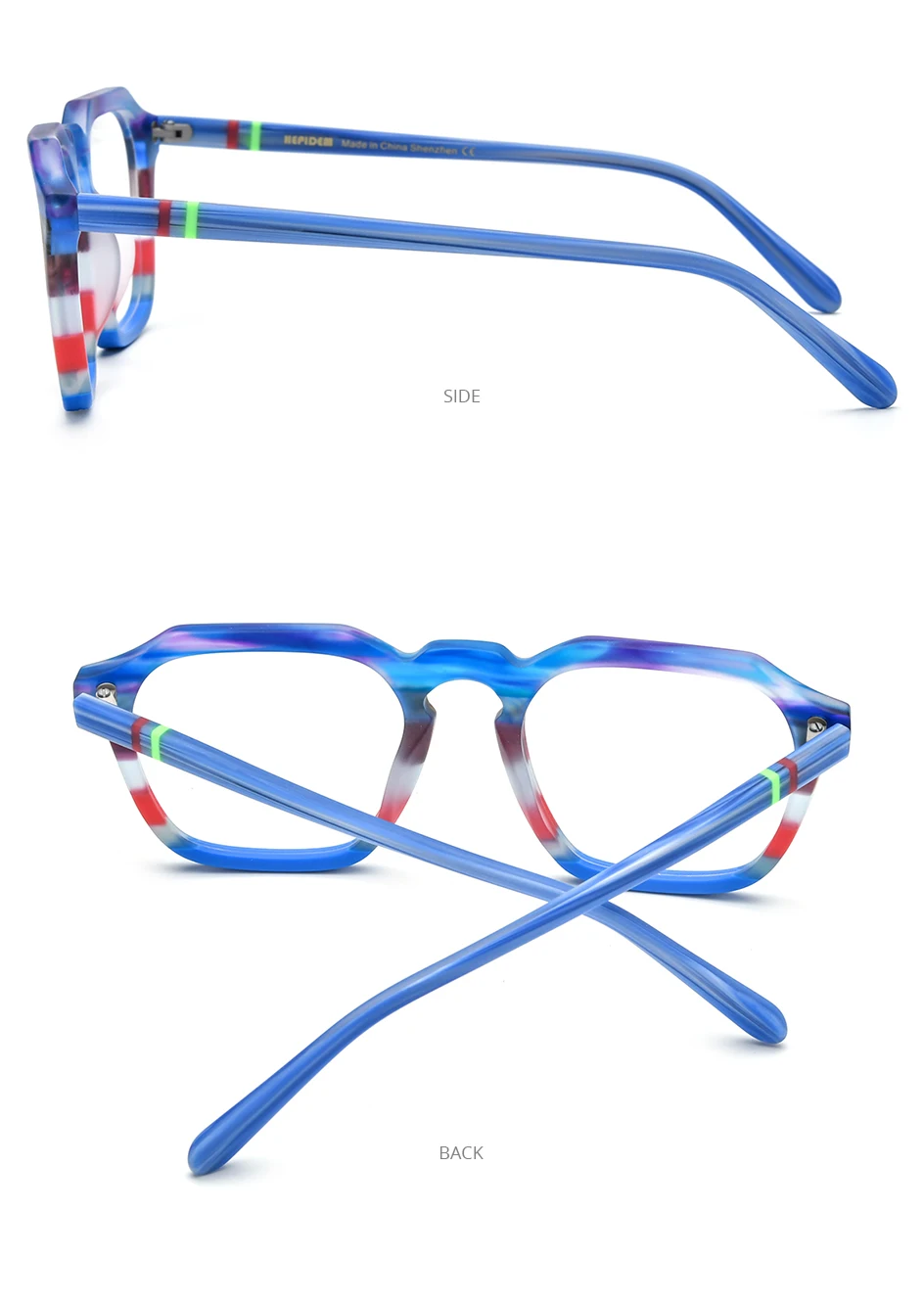 HEPIDEM Multi-Acetat-Brillengestell, Herren- und Damenmodell, Markendesign, quadratische Brille, japanische Handarbeit, Johnny Depp-Brille, 9269 – Detail 24