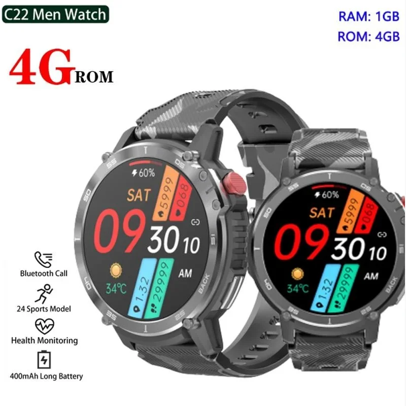 

LEADOYS C22 Rugged Smart Watch for Men 3ATM Waterproof 1.6'' Touchscreen Blood Pressure Monitor Bluetooth Call Military Sport Sm
