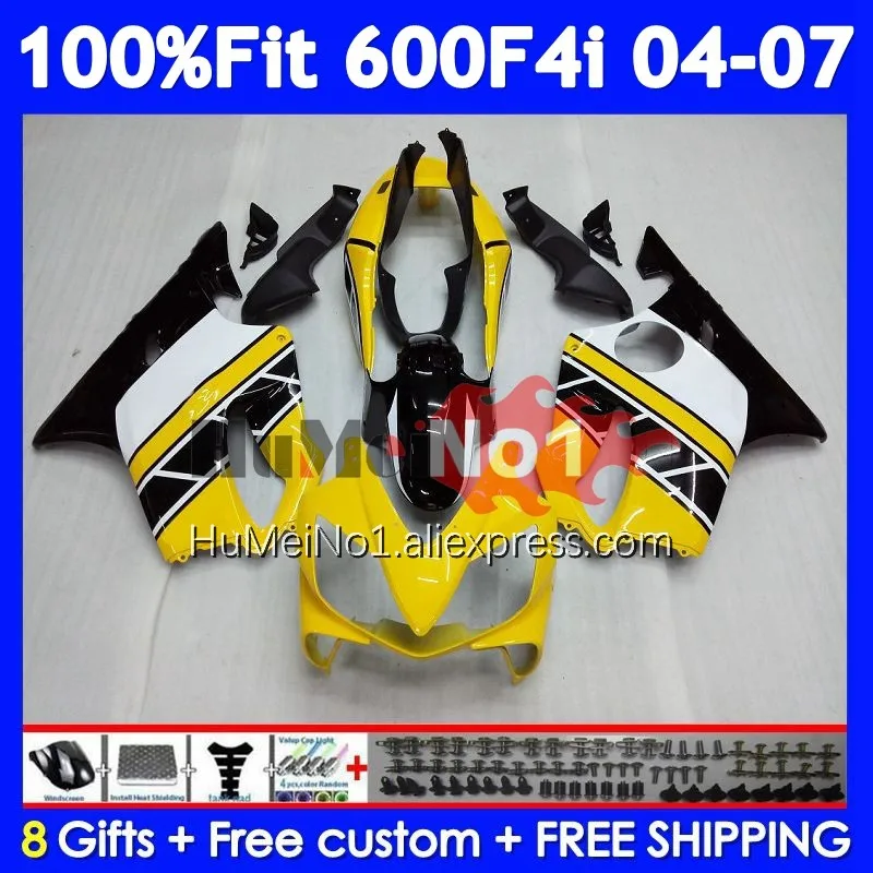 Injection Body For HONDA CBR600 CBR 600 F4i Yellow blk 600F4i 35No.116 CBR600F4i 04 05 06 07 600CC 2004 2005 2006 2007 Fairing