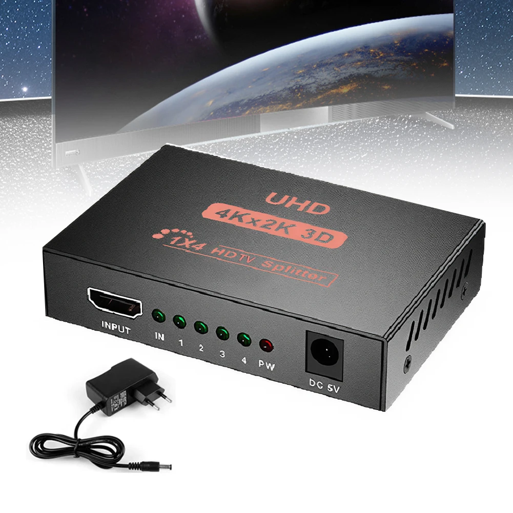 4K 30HZ HDMI-kompatibel Signal Verteiler 1080P Dual Display 1 in 4 Out Video Switcher 3D HDCP für HDTV DVD PS3 Xbox