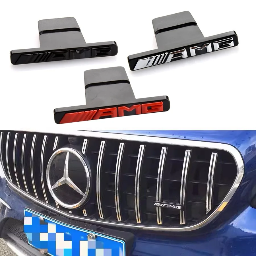 3D Abs Mercedes Benz Amg Grill Embleem Badge Voor Mercedes Glc G Klasse W204 W205 W212 W213 Gt Model Amg Sticker Accessoires