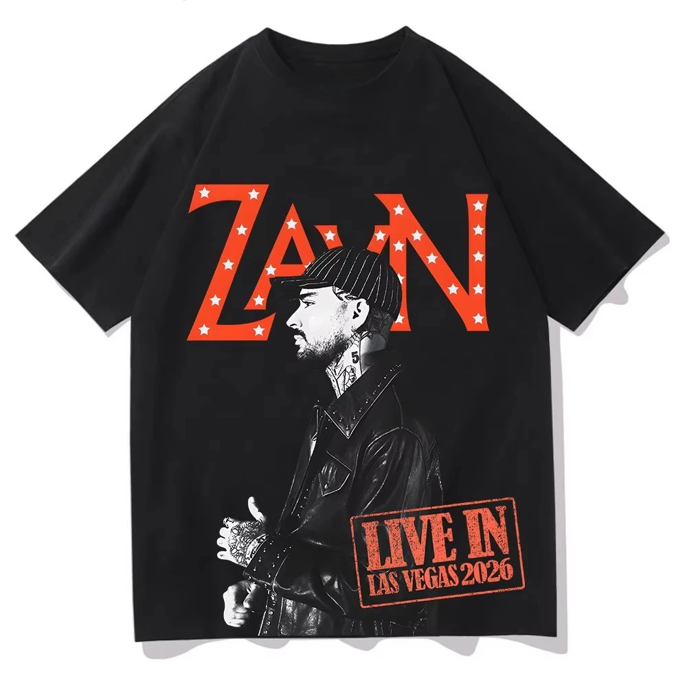 Camiseta con Logo Rojo de Zayn Vegas, Ropa con Gráficos de Zayn Malik, Camiseta de Algodón de Alta Calidad, Cómoda, Cuello Redondo, Manga Corta, para Hombre y Mujer