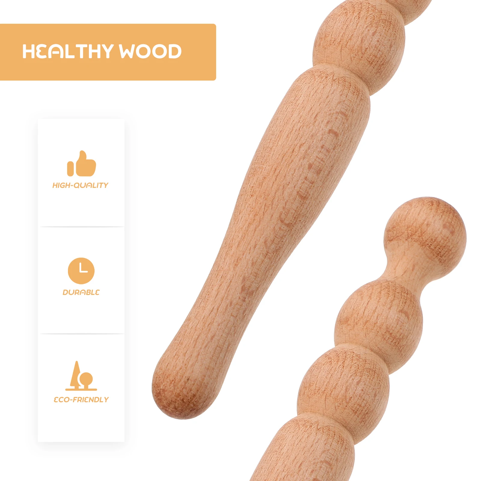 

1pc Wooden Massaging Stick For Full Body Acupoint Massage Ergonomic Smooth Surface Home Spa Body Massager Rod