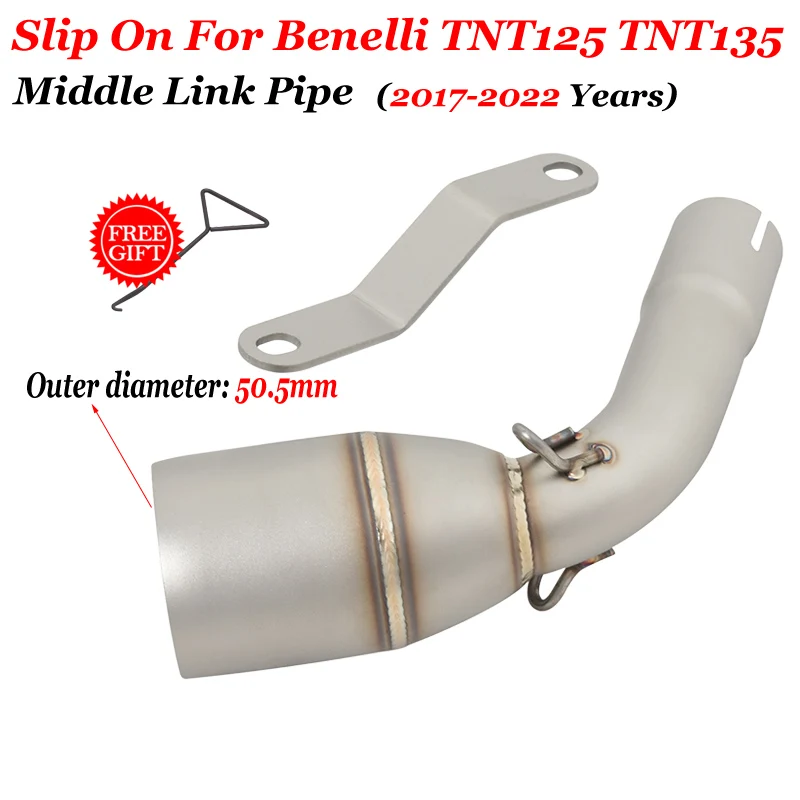 Slip-On For Benelli TNT125 TNT 125 2017 - 2022 Motorcycle Exhaust System Escape Front Middle Link Pipe Connecting 51mm Muffler