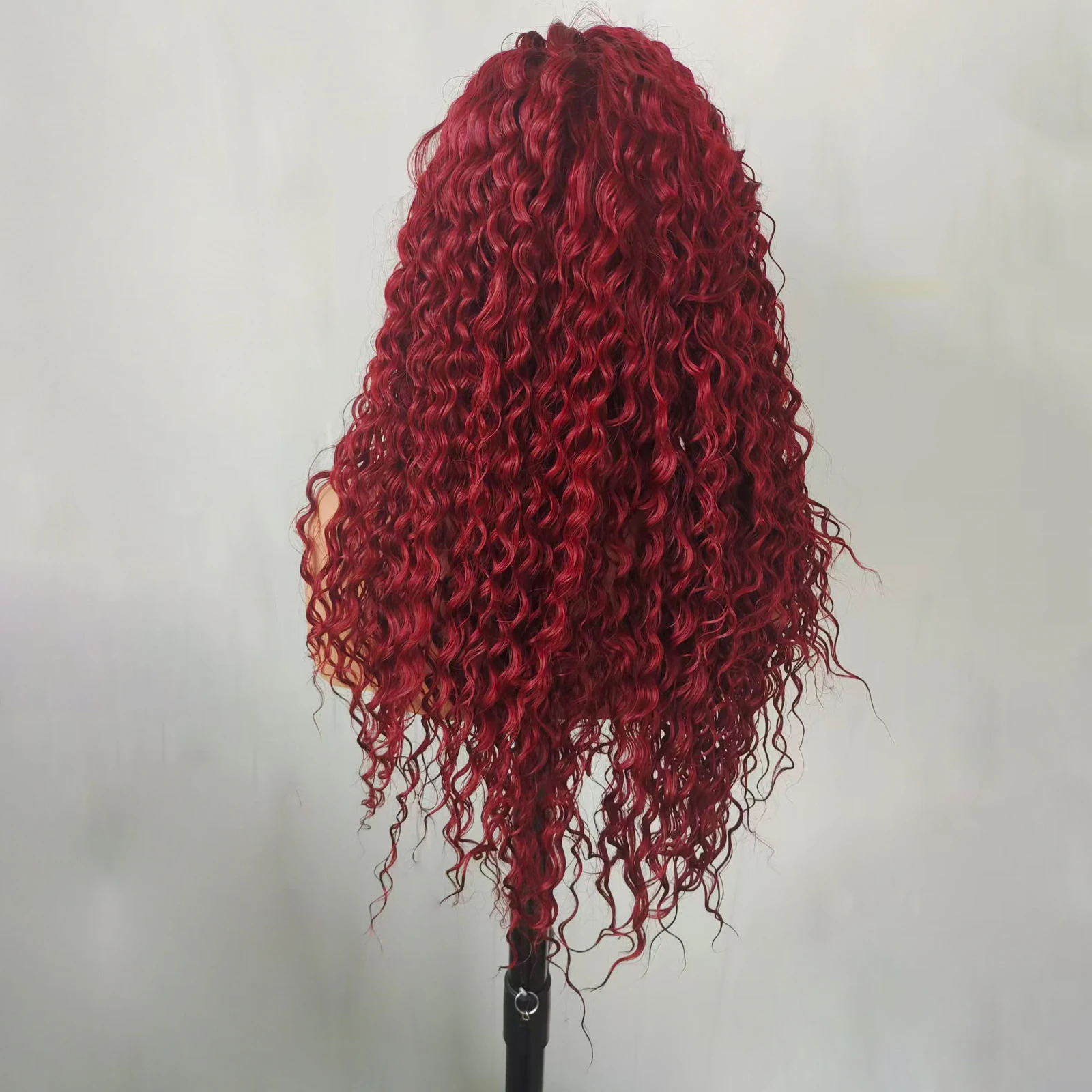 WIF Red Curly Synthetic Hair Long Curly 13 x 4 Lace Front Natural Hairline Wig Women Makeup Use Wig