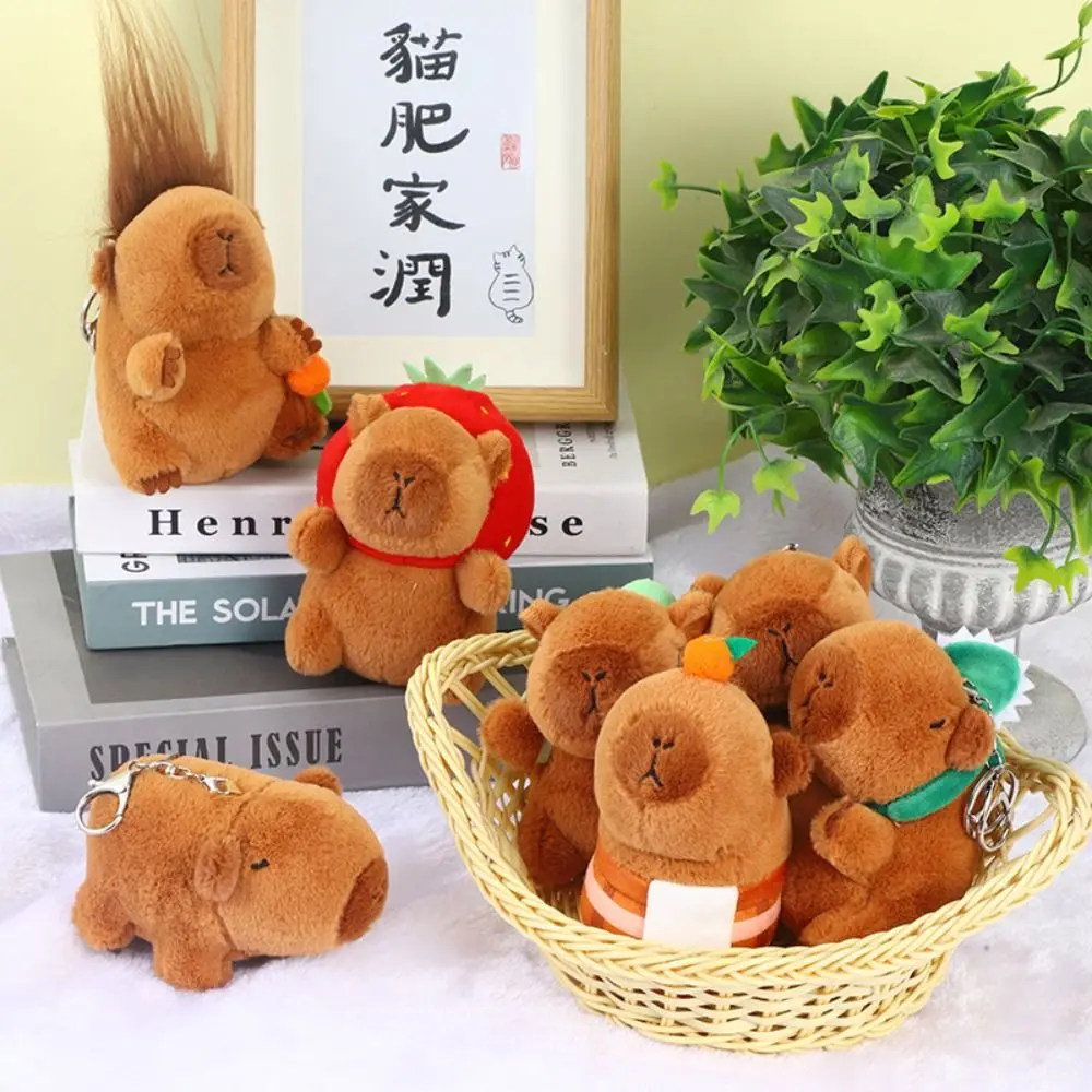 Plush Capybara Plush Keychain Capybara Soft Anime Capibara Pendant Cartoon Anime PP Cotton Capybara Plush Keyring Children Toys