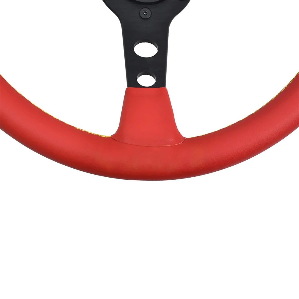 M Brand 330mm Universal Racing Steering wheels Deep Dish Leather Drifting Sport Steering Wheel With Multi-Color Connector 5
