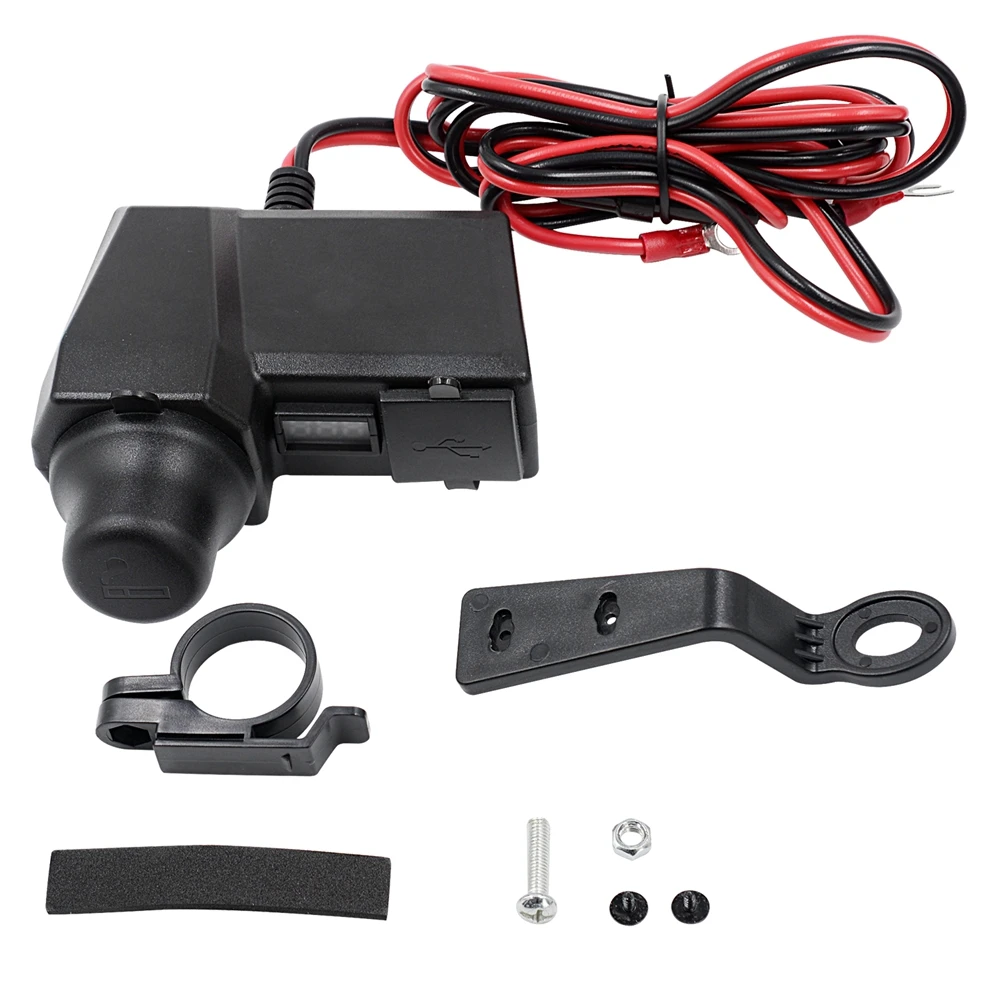 for Motorcycle Handlebar Mount Charger with Ignition Switch Dual USB Port Universal Power Supply for Phone Tablet GPS Navigator 5