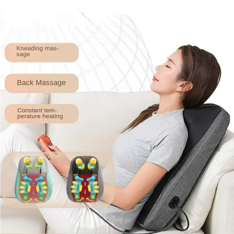 Back and Cervical Spine Massager Hot Compress Cushion for Home Use Adjustable Neck Pad Heated Back Therapy Portable Massager