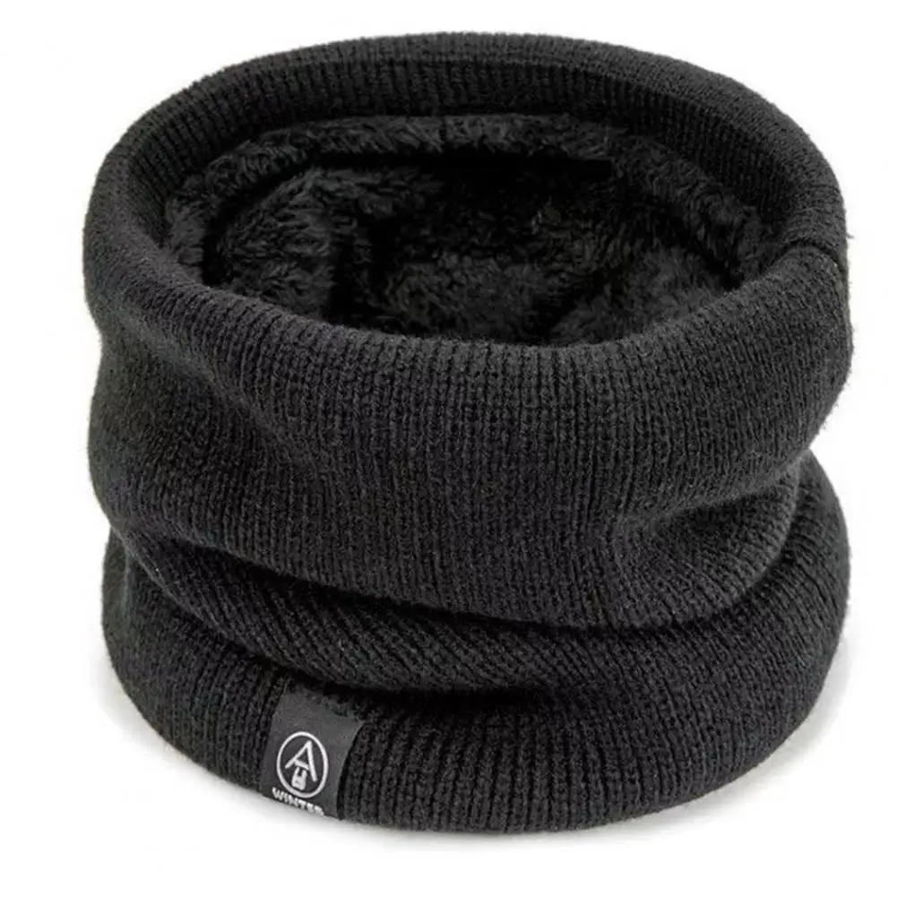 Thick Knitted Neck Warmer Fall Winter Windproof Thick Plush Lining Warm Men Women Outdoor Cycling Neck Protector Scarf