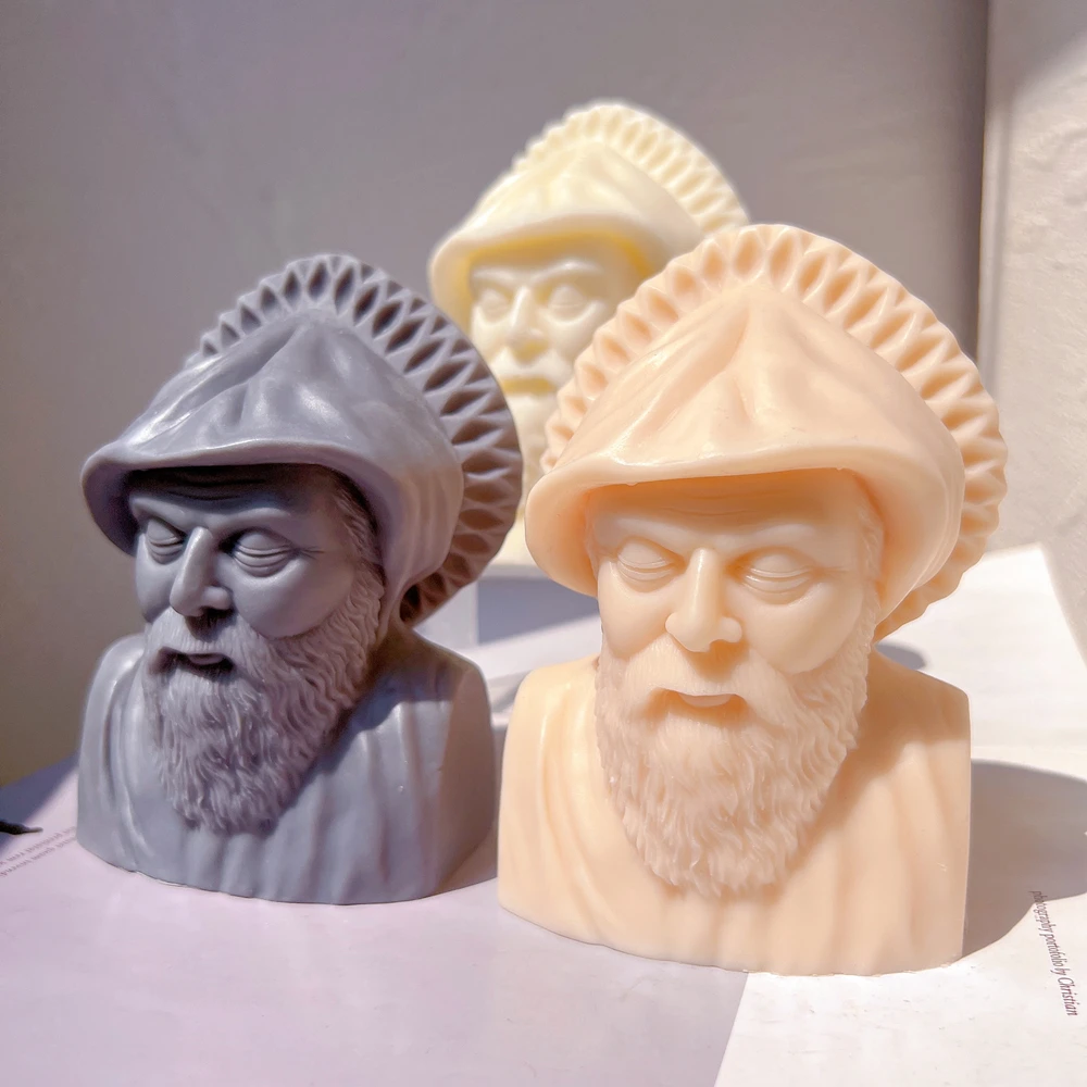 

Santa Claus Art Statue Sculpture Soy Wax Mold Classic Figure Portrait Bust Holiday Decoration Gift Candle Silicone Mold