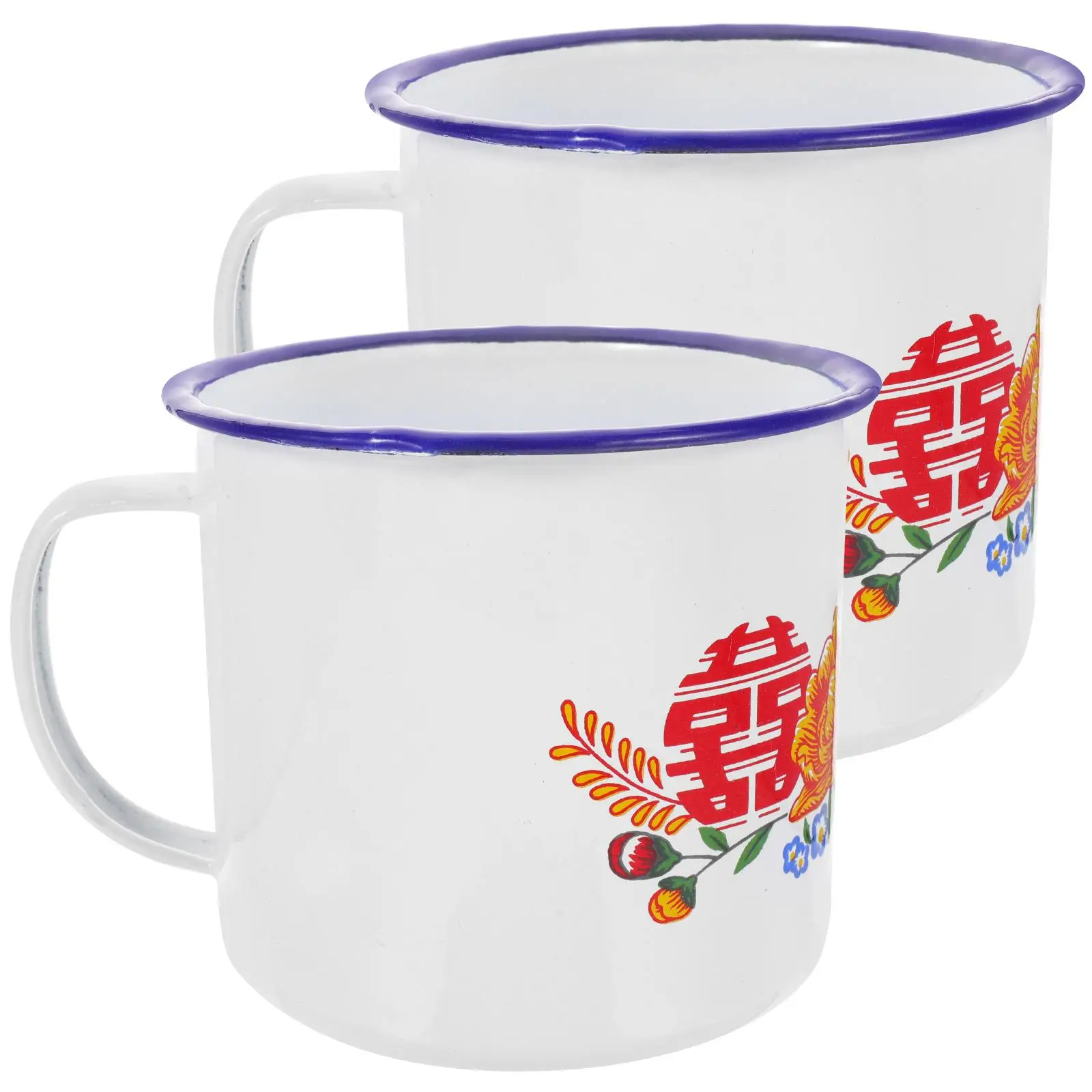 2 Pcs Enamel Mug Vintage Drinking Cups Retro Tea China Household Tumbler Classic Ceramic Coffee Cup Indoor Party Travel Mini - Image 2