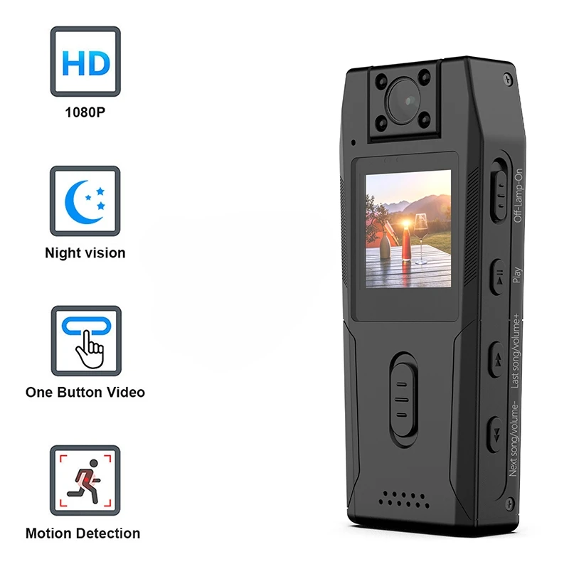 

5MP Portable Action Camera 180°Rotatable Lens Wide-angle Night Vision Bodycam Conference Recorder Outdoor Cycling Sports Cameras