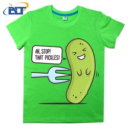 Stop! That Pickles fun kids T-shirts summer children's cotton short-sleeved casual tops for boys and girls