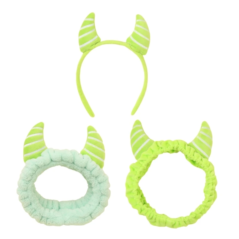 Green Horns Elastic Hairbands For Women Wash Face Sport Soft Fabric Headband Women Gift Hair Accessories