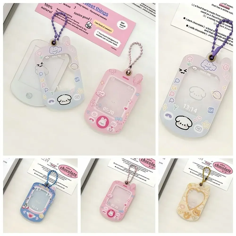 PVC Photocard Holder Mini Phone Dog Mobile Phone Photocard Frame Creative Unique Idol Card Display Protector Friends