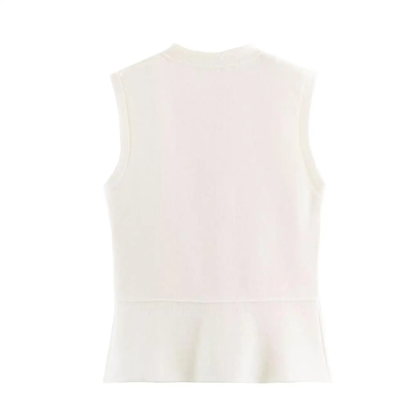 Neue Damen Strickweste Cropped Tops Ärmellos 2026 Knopfleiste Sommer-Weste Elegantes Einfarbiges Damen-Oberteil Gestrickte Kurze Tops – Detail 3
