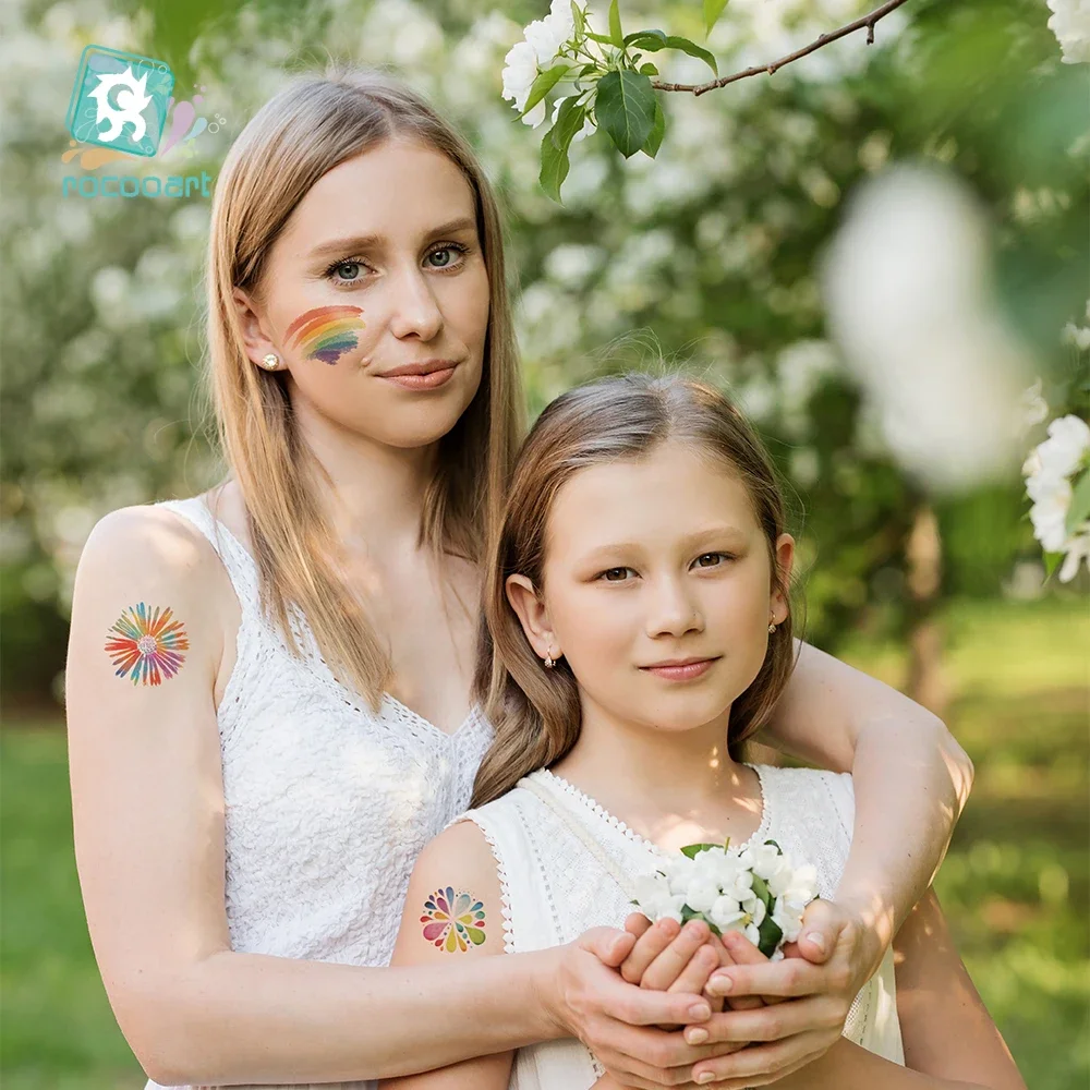 Rainbow Temporary Tattoos For Women Children Waterproof Tattoo Stickers Kids Hands Arm Face DIY Body Art Colorful Fake Tattoo