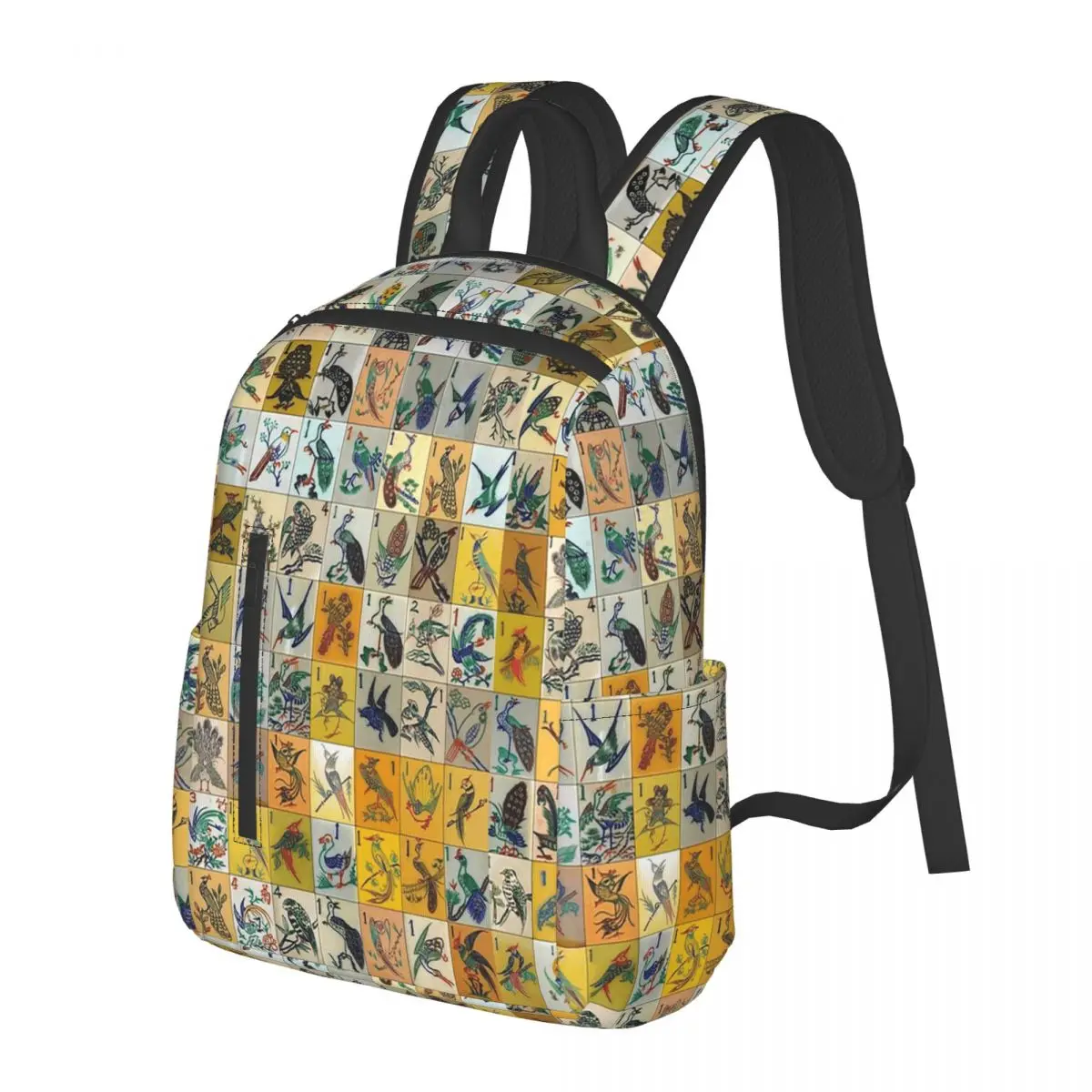 Mah Jongg Birds Mahjong Tiles Student Backpack School Bag Hiking Travel Daypack for Boys Girls Bookbag Shoulder Bags