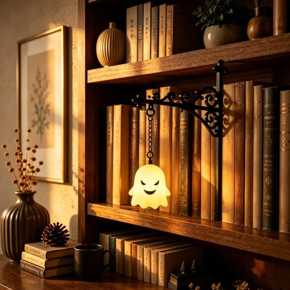 Vintage Style Library Lantern Soft Mild Light Decorative Lighting Night Lamp Sturdy Fine Craft Bookshelf Lantern Light Halloween