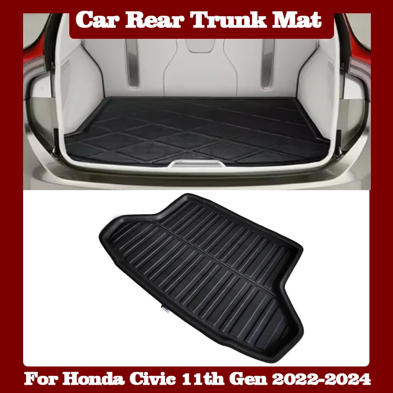 

Коврик в багажник автомобиля для Honda Civic 11-го поколения 2022-2024, поднос для багажа, водонепроницаемый поднос, напольный коврик, чехол для багажника, аксессуары