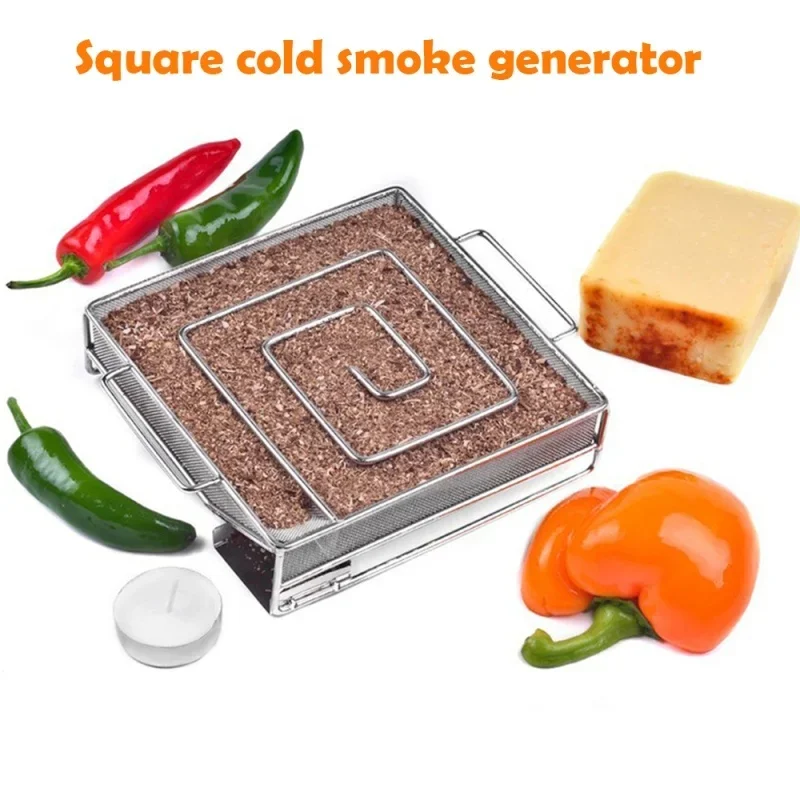 Barbecue Cold Smoke Generator for BBQ Grill or Smoker Wood Dust Hot and Cold Smoking Salmon Meat Burn Stainless Cooking Bbq Tool