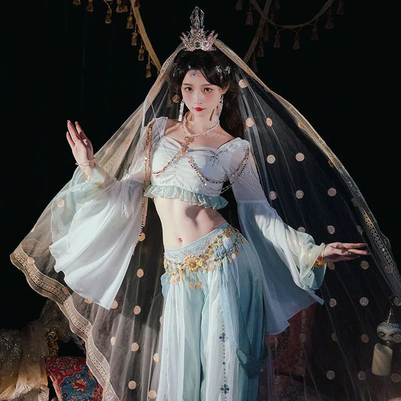 

Dunhuang Feitian Yuruiji Экзотическое платье Hanfu Одежда в западном регионе Элемент Han Tan Топ с вышитым фонарем Брючный комплект