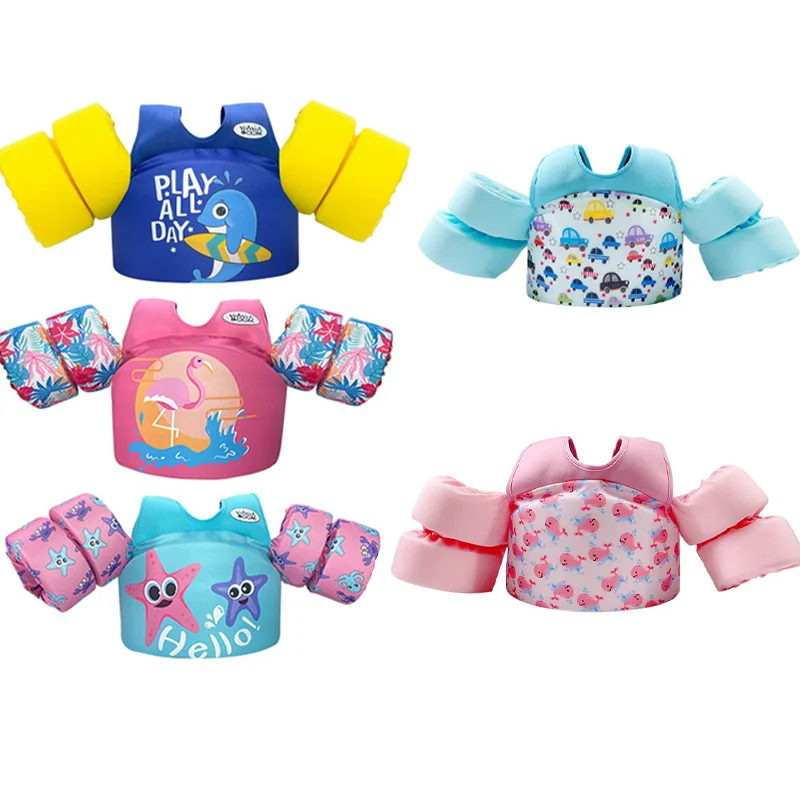 Summer Pool Children Double Arm loop Water Sleeve Swimming learning Aid Swimsuit Baby Buoyancy Jacket life Jacket 2-6 Years Old