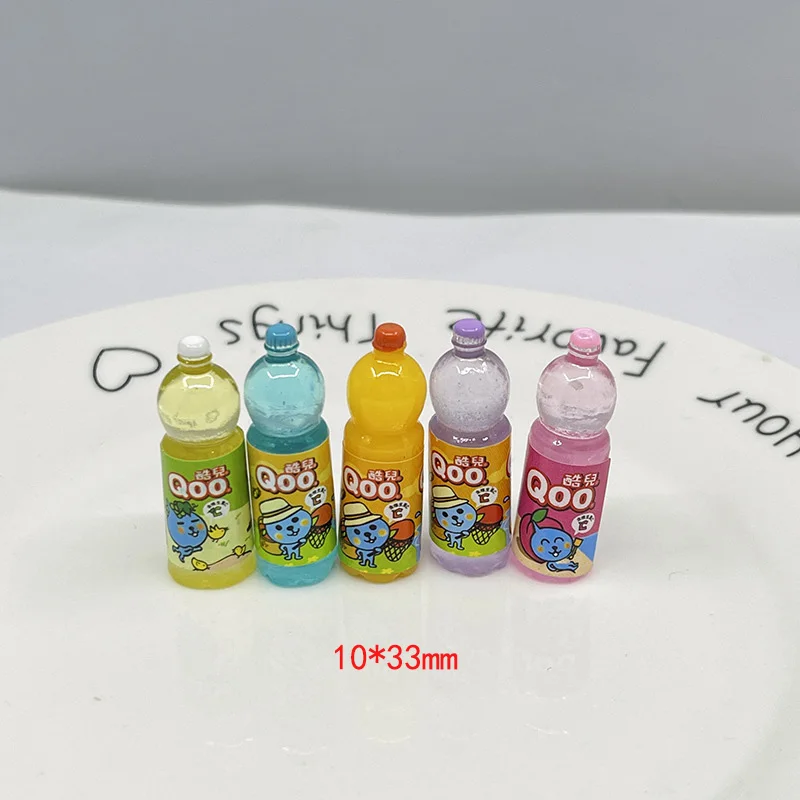 10Pcs Miniature Resin Cute Drink Bottle Flatback Cabochon for Scrapbooking Phone Deco DIY Jewelry Making Accessories