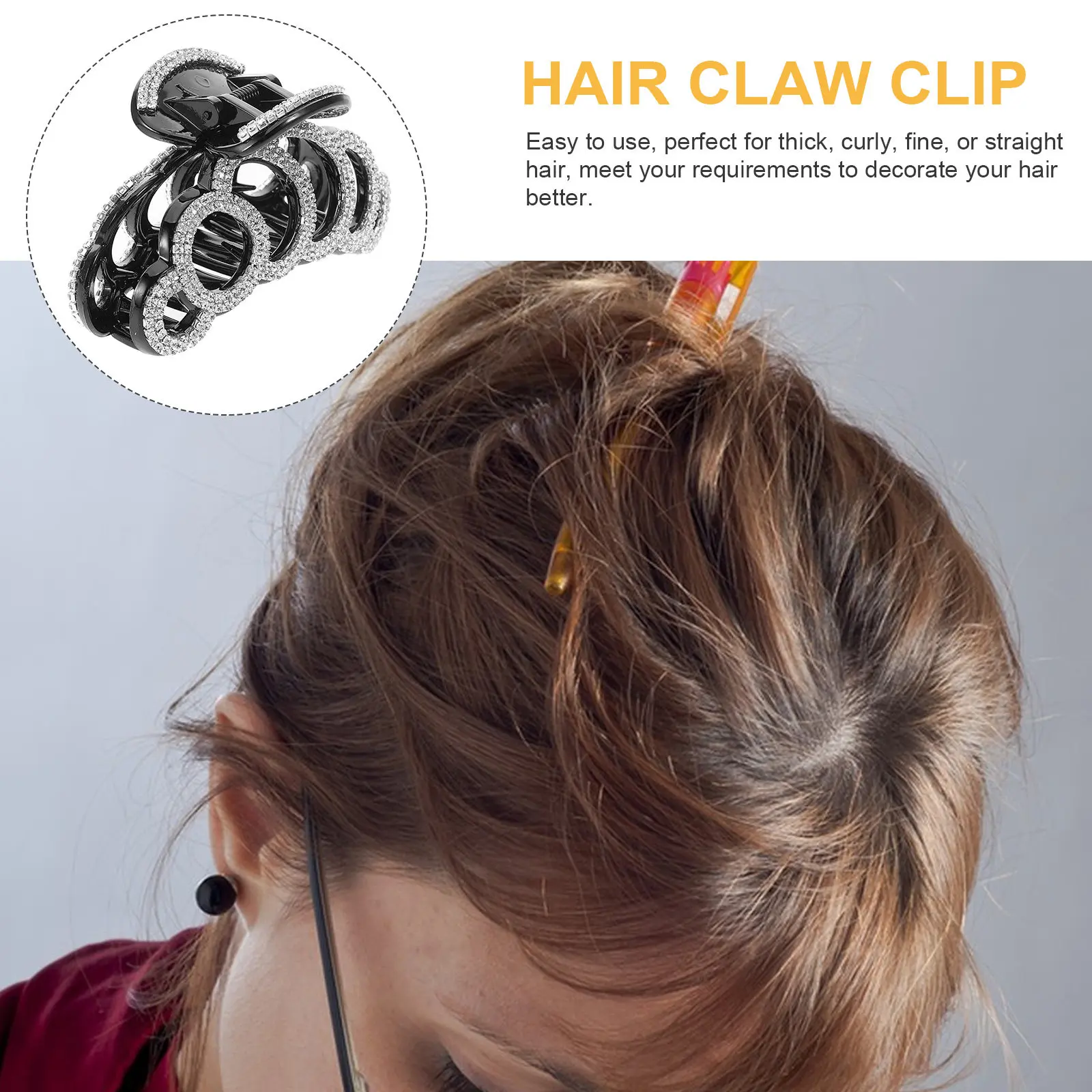 

Large Rhinestone Claw Clip Resin Hair Clamp for Women Strong Grip Hair Styling Hairdressing Shower Face Washing