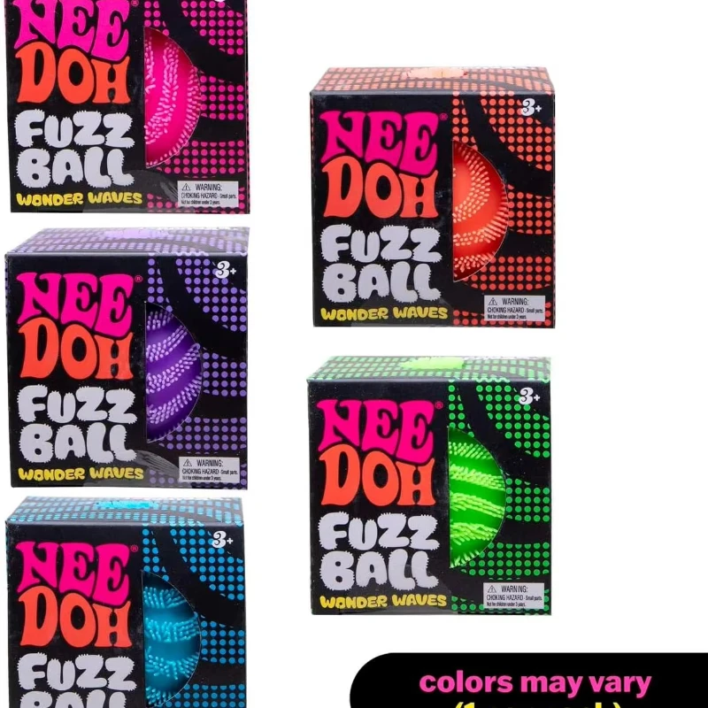 NeeDoh Fuzz Ball Blind Box Series, Desktop Ornament Sensory Fidget Toys, Fun Soft Squeeze Ball