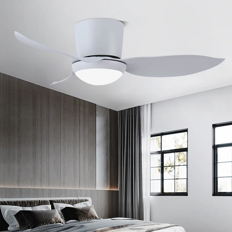 38  Inch Modern simple dining room living room smart fan chandelier frequency conversion silent led fan light