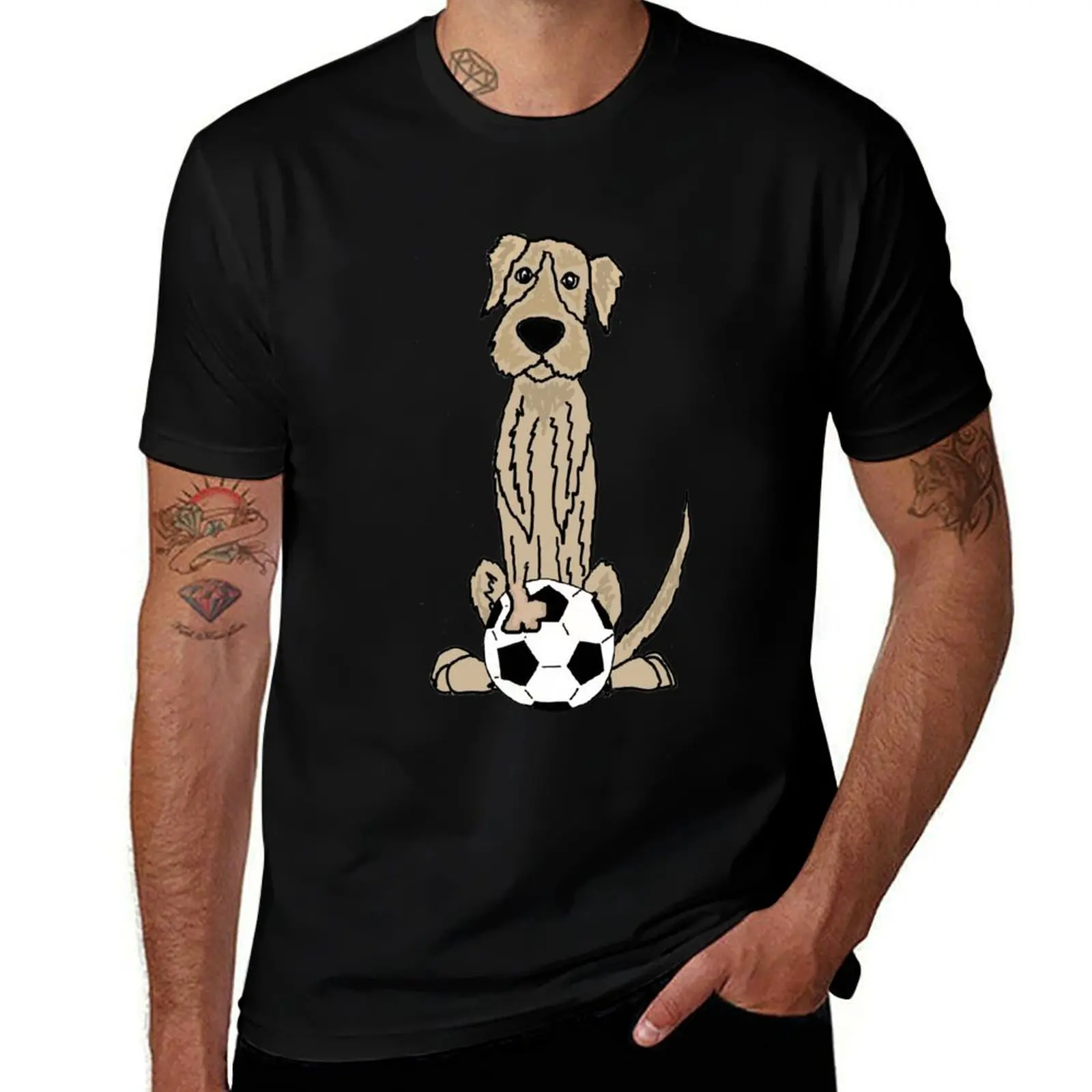 Funny Irish Wolfhound Playing Soccer T-Shirt tees anime t shirts men t shirt