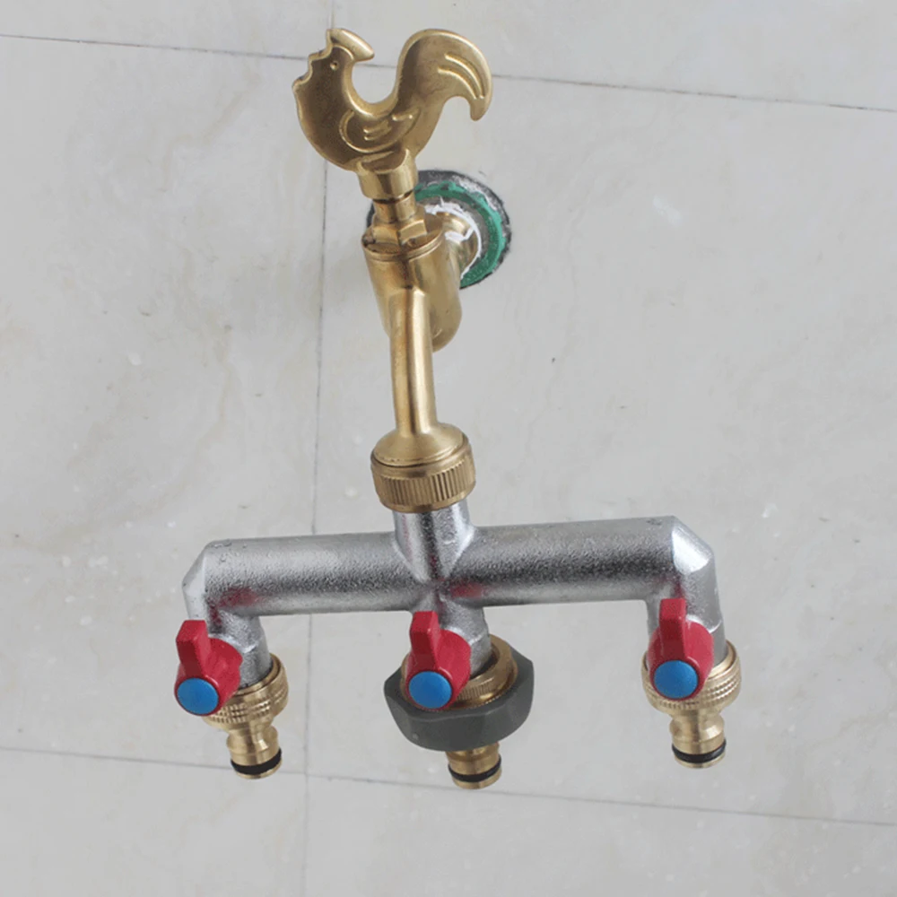 3/4in threaded adapter Water tap distributor 2-way or 3-way water ball valve adapter for garden water tap