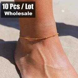 10PCS Fashionable Stainless Steel Minimalist Bead Decor Anklet Chain For Women Jewelry on the Foot Wholesale Dropshipping