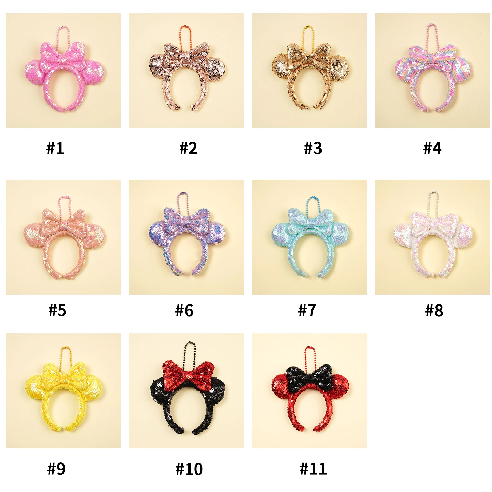 Cute Bow Sequin Disney Headband Women Mini Hairband Bag Camera Pendant Fashion Glitter Headwrap for Girls Daily Party Travel view 6